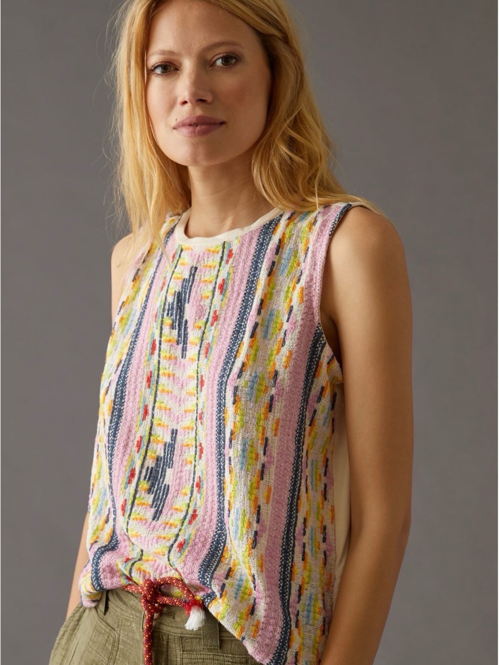 Dolan Sleeveless Multicolor Knit Tank Top - Pink